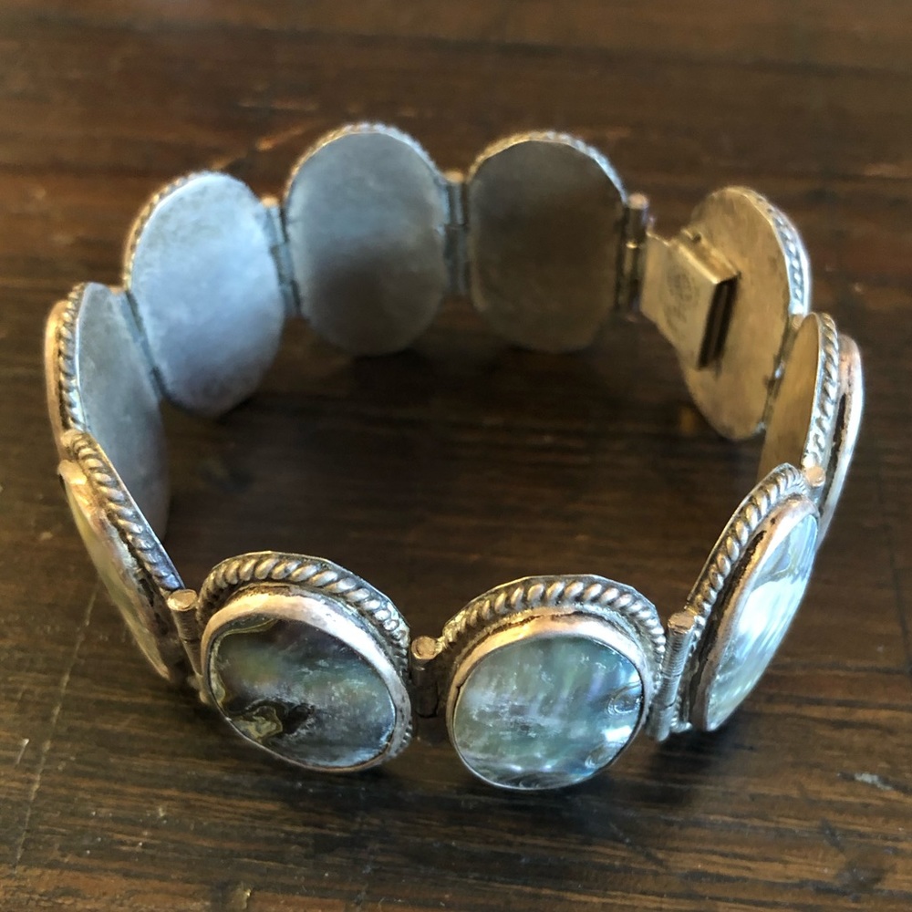 Antique Mother of Pearl and Sterling bracelet.